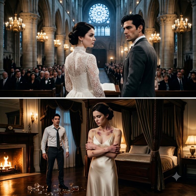 I stood at the altar in a custom silk gown, trembling under the cathedral lights. 0:066 giâyI was marrying the most ruthless man in Chicago, a monster who swore to destroy me for my father’s sins. He thought he 0:1515 giâywas taking a pampered princess to the slaughter. He had no idea I was already broken. To the outside world, the 0:2323 giâyHarrison family was the epitome of Chicago’s old money elite. My father, Arthur Harrison, owned a sprawling 0:3232 giâylogistics empire, a fleet of private jets, and a historic mansion in Wetka that hosted mayors and senators. But 0:4141 giâybehind the iron gates and manicured hedges, the Harrison name was built on blood, dirty money, and a terrifyingly 0:4949 giâywell-kept secret. For a decade, my father’s shipping containers had been the primary artery for the Rossy 0:5656 giâySyndicate. He laundered their money, moved their unmarked cargo, and smiled in their faces. But greed is a poison 1:041 phút, 4 giâythat rots the brain. 6 months ago, my father skimmed $40 million from the 1:111 phút, 11 giâysyndicate’s offshore accounts. When he realized the Rossies were closing in on the missing funds, he panicked. He 1:191 phút, 19 giâytipped off the federal authorities about a major shipment at the docks, hoping the resulting raid would wipe out the 1:261 phút, 26 giâyRossi leadership. The raid didn’t kill the boss. Instead, the ensuing crossfire 1:331 phút, 33 giâyclaimed the life of 22-year-old Leo Rossi, the youngest brother of the syndicate’s ruthless head, Dante Rossy. 1:411 phút, 41 giâyDante didn’t just demand his money back. He demanded annihilation. 1:461 phút, 46 giâyWithin two weeks, my father’s empire was crumbling. Warehouses burned to the 1:531 phút, 53 giâyground. Executives vanished. Facing absolute ruin and a guaranteed bullet to 2:002 phútthe head, Arthur Harrison arranged a secret meeting with Dante. He begged for 2:062 phút, 6 giâyhis life, offering his assets, his properties, and finally his own flesh 2:122 phút, 12 giâyand blood. He offered me. I was 23, the eldest Harrison daughter. To the public, I was a quiet, reclusive socialite. 2:242 phút, 24 giâyTo Dante, I was the ultimate trophy of his revenge. By forcing me into marriage, he would permanently humiliate 2:322 phút, 32 giâythe Harrison family, absorb our remaining legitimate businesses, and take his daily pound of flesh from the 2:402 phút, 40 giâydaughter of the man who murdered his brother. I remember the day Dante came to the Veneta mansion to finalize the 2:472 phút, 47 giâyarrangement. It was a bitterly cold Tuesday in November. I was summoned to my father’s mahogany panled study. As I 2:562 phút, 56 giâywalked in, keeping my eyes fixed on the Persian rug, the sheer oppressive weight of the room made my lungs seize. Dante 3:053 phút, 5 giâyRossi stood by the fireplace. He was a striking, terrifying figure, tall, 3:113 phút, 11 giâytailored in a bespoke charcoal suit with jet black hair and eyes as cold as a 3:183 phút, 18 giâyfrozen lake. He radiated a dangerous predatory stillness. “Look at me,” Dante 3:263 phút, 26 giâycommanded. His voice was a low, grally baritone that vibrated in my chest. I 3:323 phút, 32 giâyslowly raised my chin. My heart hammered wildly against my ribs, but I kept my 3:403 phút, 40 giâyface blank. It was a survival mechanism I had perfected over a lifetime. Dante 3:463 phút, 46 giâystepped closer, invading my space. He reached out, his leather gloved hand 3:523 phút, 52 giâyaggressively grabbing my jaw. He tilted my face side to side, inspecting me like a prized mare he had just won in a 4:024 phút, 2 giâybloody auction. He scoffed, his lip curling in deep disgust. “A pretty doll 4:084 phút, 8 giâyfor a traitor’s ransom,” Dante murmured, his breath ghosting over my lips. “I 4:154 phút, 15 giâyhope you enjoy luxury, Claraara. Because your new cage will be the last thing you ever see.” “You will pay for every drop 4:244 phút, 24 giâyof my brother’s blood.” My father stood in this corner, nursing a glass of scotch, entirely unfazed by the death 4:324 phút, 32 giâythreat handed to his daughter. She’s yours, Dante. Do with her what you will. 4:384 phút, 38 giâyJust sign the truce. I didn’t cry. I didn’t beg. I simply nodded. Dante 4:464 phút, 46 giâythought he was dragging a spoiled Ays from her ivory tower into hell. 4:524 phút, 52 giâyWhat he didn’t know, what no one outside the mansion walls knew, was that Arthur Harrison was a sadistic tyrant. 5:035 phút, 3 giâyFor years, I had served as my father’s personal punching bag, absorbing his drunken rages and violent outbursts so 5:115 phút, 11 giâyhe wouldn’t lay a hand on my younger sister, Chloe. 5:165 phút, 16 giâyDante’s threats of a cage and punishment didn’t terrify me. I was simply trading one monster for another. The wedding was organized in a suffocating three weeks. 5:285 phút, 28 giâyIt was a grotesque theater production disguised as a holy sacrament. 5:345 phút, 34 giâyOn the day of the ceremony, the Gothic cathedral downtown was packed with Chicago’s criminal underworld mingling 5:425 phút, 42 giâywith corrupt politicians. I wore a heavy long-sleeved lace gown with a high neck, 5:495 phút, 49 giâya specific design I had begged the tailor for, claiming it was for modesty. 5:555 phút, 55 giâyIn truth, it was armor. Walking down the aisle, I felt hundreds of predatory eyes burning into my skin. At the altar stood 6:046 phút, 4 giâyDante. He looked like a dark god, devastatingly handsome, but radiating 6:106 phút, 10 giâypure malice. When my father handed me off to him, Dante’s grip on my wrist was brutal, his fingers digging into my skin 6:206 phút, 20 giâylike steel vices. “Smile, Claraara,” he whispered harshly in my ear as the 6:276 phút, 27 giâypriest began the Latin rights. “Smile for the cameras. It’s the last time you’ll have a reason to.” I forced the 6:356 phút, 35 giâycorners of my mouth up. When we exchanged rings, his hands were freezing. When he kissed the bride, his 6:436 phút, 43 giâylips were hard, punishing, and entirely devoid of warmth. It was a brand of ownership. I belonged to the Rossy 6:526 phút, 52 giâySyndicate. Now, the reception at the downtown Plaza Hotel was an exhausting marathon of fake smiles, veiled threats, and extravagant displays of wealth. 7:057 phút, 5 giâyDante kept a possessive hand firmly on the small of my back the entire night. 7:117 phút, 11 giâyTo the oblivious onlookers, it looked like the passionate grip of a protective new husband. To me, it was a warden’s 7:207 phút, 20 giâyiron grip. Every time a guest offered their congratulations, Dante’s fingers would press agonizingly hard into my 7:287 phút, 28 giâyspine, a silent reminder of the misery awaiting me. By midnight, I was physically trembling from exhaustion and 7:377 phút, 37 giâyfear. The bitter Chicago wind howled against the tinted windows of Dante’s armored Maybach as we were driven from 7:457 phút, 45 giâythe city to the Rossy family estate in the northern suburbs. The drive was conducted in suffocating silence. Dante 7:537 phút, 53 giâysat in the opposite corner of the spacious back seat, pouring himself a glass of bourbon from the crystal decanter. He didn’t offer me any. He 8:038 phút, 3 giâyjust sat there swirling the amber liquid, his cold eyes dissecting me in the dim street lights that flashed by. I 8:128 phút, 12 giâyhope you enjoyed the champagne, Claraara, he finally spoke, his voice slicing through the quiet hum of the 8:208 phút, 20 giâyengine. Because starting tonight, your life of privilege is over. You think you know suffering because your daddy lost a 8:288 phút, 28 giâyfew million? I’m going to show you what real pain is. I swallowed hard, keeping 8:358 phút, 35 giâymy eyes glued to my lap. I understand, Dante. My compliance seemed to infuriate 8:418 phút, 41 giâyhim, his jaw tightened. He wanted me to fight back. He wanted a screaming, 8:488 phút, 48 giâycrying, entitled brat he could break. My eerie calmness unnerved him. When we 8:548 phút, 54 giâyarrived at the heavily guarded estate, a massive stone fortress surrounded by dense woods, I was escorted upstairs to 9:029 phút, 2 giâythe master suite. The room was breathtakingly beautiful, vated ceilings, a massive four poster bed and a roaring fire in a dark marble hearth. 9:149 phút, 14 giâyBut the heavy oak door clicking shut behind us sounded like a cripp ceiling. 9:209 phút, 20 giâyDante took off his suit jacket, tossing it over a velvet armchair. He loosened his silk tie, his broad shoulders shifting under his tailored dress shirt. 9:329 phút, 32 giâyHe turned to me, the predator finally alone with his [clears throat] prey. 9:369 phút, 36 giây”Take it off,” he ordered softly. The danger in his voice was palpable. I froze, standing in the center of the plush Persian rug. My breath hitched. 9:499 phút, 49 giâyDante, please don’t beg. He snapped, taking a step toward me, his eyes flashing with raw hatred. 9:599 phút, 59 giâyYou don’t get to beg. Your father didn’t listen when my brother begged for his life in that warehouse. You are my wife. 10:0710 phút, 7 giâyYou are my property. And I want to see exactly what a $40 million traitor bought me. Take off the dress, Claraara, 10:1410 phút, 14 giâyor I will rip it off you myself. Panic, cold and sharp, flooded my veins. It wasn’t modesty or virginity I was 10:2310 phút, 23 giâyprotecting. It was my secret. If he saw, he would know. The illusion of the 10:3110 phút, 31 giâyuntouched pristine Harrison princess would shatter. 10:3610 phút, 36 giâyWith shaking hands, I reached around to the back of my neck, finding the first of the dozens of tiny pearl buttons. My 10:4410 phút, 44 giâyfingers were clumsy, numb with terror. I unfastened them one by one. The heavy 10:5110 phút, 51 giâylace and silk began to loosen. Dante watched me with the cruel, satisfied smirk, expecting to see soft, pampered 11:0011 phútskin, the skin of a girl who had spent her life at spars and country clubs. 11:0511 phút, 5 giâyWhile his people bled on the streets, I pushed the gown off my shoulders. It fell to the floor in a heavy white pooling around my ankles. 11:1611 phút, 16 giâyI stood before him in nothing but a simple silk slip, keeping my head bowed, my arms crossed protectively over my 11:2411 phút, 24 giâychest. The silence in the room suddenly shifted. It didn’t feel victorious anymore. It felt like all the air had 11:3311 phút, 33 giâybeen sucked out of the room. Dante’s cruel smirk vanished instantly. The glass of bourbon he had poured himself 11:4211 phút, 42 giâyslipped from his grip, shattering violently against the hardwood floor. He wasn’t looking at my body with lust or 11:4911 phút, 49 giâydisgust. He was staring in absolute horror. My skin was a road map of 11:5611 phút, 56 giâyviolence across my collarbones. A fresh deep purple bruise blossomed from where my father had shoved me against a banister 3 days before the wedding. 12:0712 phút, 7 giâyMoving down my arms were faint circular burn marks from cigars. But the worst was my back and shoulders. Jagged raised 12:1612 phút, 16 giâywhite scars crisscrossed over my pale skin. Whip marks, belt buckles, years 12:2412 phút, 24 giâyand years of Arthur Harrison’s alcoholfueled rage meticulously hidden beneath designer clothes and heavy 12:3112 phút, 31 giâymakeup. Dante stepped forward, his breathing suddenly ragged. The terrifying mafia boss looked entirely 12:3912 phút, 39 giâydestabilized. “What? What is this?” he choked out, his voice stripped of its 12:4612 phút, 46 giâymenacing growl. I squeezed my eyes shut, tears finally breaking free, hot and 12:5312 phút, 53 giâyhumiliating against my cheeks. “You said I was going to pay for my father’s sins,” I whispered, my voice breaking. 13:0213 phút, 2 giâyI’ve been paying for them my whole life. 13:0513 phút, 5 giâyDante reached out. I flinched violently, instinctively curling in on myself, preparing for a strike. But the blow 13:1413 phút, 14 giâynever came. Instead, I felt the very tips of his warm fingers lightly trace the edge of a raised scar on my shoulder 13:2313 phút, 23 giâyblade. His touch was so startlingly gentle, it sent a shock wave through my system. “Who did this to you?” Dante demanded. The tone wasn’t cruel anymore. 13:3413 phút, 34 giâyIt was a terrifying quiet kind of lethal. It was the voice of an apex predator, realizing a different threat 13:4313 phút, 43 giâywas in the room. My father, I sobbed quietly, unable to hold back the truth 13:5013 phút, 50 giâyany longer. He gave me to you because I was broken in goods anyway. He knew you 13:5713 phút, 57 giâywanted to hurt me. He thought he thought he was just passing the burden to someone else. I heard Dante take a 14:0314 phút, 3 giâysharp, trembling breath. The realization crashed down on him in real time. He hadn’t captured a spoiled princess to 14:1214 phút, 12 giâytorture. He had unwittingly bought a prisoner of war. Arthur Harrison hadn’t just betrayed the Rossi family. He had 14:2014 phút, 20 giâyhanded Dante his favorite victim, hoping Dante would finish the job he started. A guttural, terrifying sound tore from 14:2814 phút, 28 giâyDante’s throat. A roar of pure, unadulterated fury. He spun around and 14:3514 phút, 35 giâypunched the solid oak wardrobe with such force that the wood splintered, his knuckles splitting open. I backed up against the bed, terrified of his rage. 14:4614 phút, 46 giâyBut when Dante turned back to me, the anger in his eyes wasn’t meant for me. 14:5214 phút, 52 giâyHe walked over to the velvet armchair, picked up a thick, heavy cashmere throw, and approached me slowly, telegraphing 15:0015 phúthis movements like he was approaching a wounded animal. He wrapped the warm blanket securely around my trembling 15:0815 phút, 8 giâyshoulders, pulling it tight to cover my scars, to protect me from the cold room and his own devastating gaze. I am a 15:1715 phút, 17 giâymonster, Claraara, Dante whispered, his face inches from mine, his eyes burning with a dark, violent vow. 15:2615 phút, 26 giâyBut I do not torture the innocent, and before this week is over, Arthur Harrison is going to pray to a god he 15:3315 phút, 33 giâydoesn’t believe in to save him from what I am going to do to him. My wedding night was supposed to be the beginning of my execution. 15:4315 phút, 43 giâyInstead, as I looked up into the furious, fiercely protective eyes of Chicago’s most dangerous man, I realized 15:5115 phút, 51 giâyit was the beginning of my father’s. The days that followed my terrifying wedding night, were a surreal, disorienting 15:5815 phút, 58 giâyfever dream. Dante Rossi, the universally feared and undisputed head of the Chicago underworld, had 16:0616 phút, 6 giâysystematically transformed my gilded cage into an impenetrable sanctuary. I was strictly confined to the sprawling master suite of his Lake Forest estate. 16:1816 phút, 18 giâyBut I quickly realized I was not being held as a prisoner of war. I was being treated as a heavily guarded patient. 16:2616 phút, 26 giâyWithin 12 hours of discovering my scars, Dante brought in a private physician. 16:3216 phút, 32 giâyDr. Gallagher was a fiercely discreet, elderly man who had spent his career quietly patching up gunshot wounds and 16:4016 phút, 40 giâyknife lacerations for the syndicate’s elite soldiers. Now he was carefully prescribing me highgrade healing salves, 16:4916 phút, 49 giâynerve pain medication, and heavy antibiotics for the deeply infected lacerations on my lower back that I had 16:5716 phút, 57 giâyhidden beneath layers of heavy silk and makeup. Dante rarely left the fortified estate. Instead of managing his vast 17:0617 phút, 6 giâyempire from his usual penthouse office overlooking the magnificent mile, he abruptly relocated his entire base of 17:1517 phút, 15 giâyoperations to the mansion’s downstairs library. Through the heavy oak doors, I could hear the muffled, furious baritone 17:2317 phút, 23 giâyof his voice constantly issuing aggressive orders. He was aggressively mobilizing his soldiers, tearing the 17:3117 phút, 31 giâycity apart to uncover every single financial and physical vulnerability my father Arthur Harrison possessed. On the 17:4017 phút, 40 giâyfourth evening, Dante entered my dimly lit room, carrying a silver tray, holding a bowl of hot soup and artisan 17:4817 phút, 48 giâybread. He was dressed down, stripped of his usual intimidating bespoke suits, wearing a simple black henley that clung 17:5717 phút, 57 giâytightly to his heavily muscled frame and dark slacks, he looked less like a ruthless mafia boss, and more like an exhausted, burdened protector. 18:0818 phút, 8 giâyHe set the heavy tray down on the polished mahogany nightstand and carefully sat on the very edge of my 18:1518 phút, 15 giâyenormous mattress, giving me plenty of space. “You need to eat, Claraara,” he instructed, his voice low, lacking the venom it had carried on our wedding day. 18:2718 phút, 27 giây”You have lost too much weight. 18:3018 phút, 30 giâyGallagher says you are severely malnourished.” I slowly pushed myself up against the plush headboard, 18:3718 phút, 37 giâyinstinctively pulling the heavy cashmere blanket securely up to my chin. My hands were trembling slightly. 18:4618 phút, 46 giâyDante, I whispered, my throat dry and tight. You don’t have to do this. You 18:5418 phút, 54 giâygot what you wanted. You humiliated my father by taking me. You absorbed our legitimate shipping lines. 19:0319 phút, 3 giâyThe revenge is complete. Dante’s eyes, usually as cold and unreadable as a frozen lake, suddenly darkened into a 19:1219 phút, 12 giâystorm of absolute fury. He leaned forward, resting his elbows on his knees, staring intently into my pale 19:2019 phút, 20 giâyface. “Revenge!” he scoffed bitterly. Claraara, taking his money and his pride was the penalty for stealing $40 million. 19:3219 phút, 32 giâyThat was just business. But what he did to you, what he has done to his own daughter for years behind closed doors, that is entirely unforgivable. 19:4419 phút, 44 giâyI am going to completely dismantle him piece by piece. A sudden sharp spike of absolute terror pierced straight through my chest. 19:5419 phút, 54 giâyThe realization of what was about to happen hit me like a physical blow. In my desperate attempt to survive my own 20:0220 phút, 2 giâydaily torment, I had completely forgotten the most crucial detail. 20:0820 phút, 8 giây”Chloe,” I gasped out, my voice cracking wildly as panic flooded my system. “Oh my god, Dante, you have to stop. You 20:1620 phút, 16 giâycan’t attack him yet.” Dante frowned, his sharp jaw tensing defensively. “Why not? The man is a walking corpse. His 20:2520 phút, 25 giâyfate is already sealed. Because of Chloe, I practically screamed, throwing the heavy blankets off and grabbing his 20:3420 phút, 34 giâysolid forearm with desperate shaking hands. 20:3820 phút, 38 giâyMy younger sister, she is still living inside that monstrous house in Wetka. I always took his beatings so she wouldn’t 20:4720 phút, 47 giâyhave to. If I am gone and if he realizes you are aggressively coming for him, he will take all of his psychotic rage out 20:5520 phút, 55 giâyon her. He will kill her. Dante, you have to save her. The absolute terror in my eyes told him everything he needed to 21:0421 phút, 4 giâyknow. Dante didn’t offer empty, comforting promises. He didn’t pat my hand and tell me everything would 21:1121 phút, 11 giâymagically be okay. He was a creature of decisive, brutal action. He stood up immediately, pulling his phone from his 21:1921 phút, 19 giâypocket. “Get dressed,” Dante commanded sharply, his demeanor instantly shifting back to the ruthless syndicate boss. “We 21:2721 phút, 27 giâyare moving out.” Within 20 minutes, I was dressed in warm clothes Dante had provided, sitting in the heavily armored 21:3521 phút, 35 giâyback seat of his black Maybach. We were closely followed by a convoy of four massive SUVs filled with heavily armed 21:4421 phút, 44 giâyRossy Syndicate enforcers as we sped down the deserted highway toward Vinetka. Dante sat beside me, 21:5321 phút, 53 giâydeeply engrossed in his encrypted tablet. “There is a major complication,” Dante finally announced, his voice tight with suppressed rage. 22:0422 phút, 4 giâyMy intelligence network just intercepted an encrypted communication. Your father didn’t just steal my money, Claraara. He 22:1222 phút, 12 giâywas incredibly busy while you were suffering. I stared at him, my heart pounding rapidly. What did he do? He 22:2022 phút, 20 giâyused the stolen 40 million to hire heavily armed mercenaries from a rival cartel operating out of Miami, Dante 22:2822 phút, 28 giâyexplained grimly. And worse, he didn’t do it alone. He has a highlyplaced mole 22:3422 phút, 34 giâyworking inside my own family. Vincent, one of my most trusted carpos, has been feeding your father our security 22:4322 phút, 43 giâyschedules. They are planning a coordinated assassination attempt on me tonight. Your father intended to use your presence at the estate to lower my guard. My blood ran completely cold. 22:5522 phút, 55 giâyArthur Harrison was a monster, but I never realized he was this dangerously calculating. He had literally handed me 23:0323 phút, 3 giâyover to a mafia boss, fully anticipating that I would be caught in the inevitable crossfire of a massive syndicate war. 23:1123 phút, 11 giây”We have to get Chloe,” I whispered desperately. Dante reached out, taking my cold, shaking hand in his massive, 23:2023 phút, 20 giâysurprisingly warm one. “I swear to you on my brother’s grave, Claraara, we will not leave without her. Tonight, the 23:2923 phút, 29 giâyHarrison Empire finally burns to the ground. The sprawling Harrison estate in Vinetka looked exactly like a tranquil, 23:3823 phút, 38 giâybeautiful fortress. As our heavily armored convoy quietly approached the rot iron front gates, it was pouring 23:4623 phút, 46 giâyrain, the heavy droplets violently striking the tinted windows of the Maybach. It felt like the sky itself was 23:5423 phút, 54 giâyweeping for the inevitable violence that was about to unfold. Dante’s men were ruthless, efficient, and completely 24:0324 phút, 3 giâysilent ghosts. Under the cover of the violent thunderstorm, heavily armed enforcers effortlessly breached the 24:1024 phút, 10 giâyperimeter. They systematically disabled the complex security cameras, and quietly neutralized the hired guards 24:1824 phút, 18 giâypatrolling the meticulously manicured gardens. Dante turned to me before stepping out of the vehicle into the 24:2524 phút, 25 giâyfreezing rain. He handed me a small heavy silver pistol, pressing it firmly into my palm. Keep the safety on unless 24:3324 phút, 33 giâyyou absolutely have to use it. Stay entirely behind me. Do not leave my sight, Claraara. Do you understand? I 24:4224 phút, 42 giâynodded tightly, gripping the cold steel weapon like a lifeline. 24:4824 phút, 48 giâyI had never held a gun in my entire life, but standing beside this terrifying man, I felt an unprecedented 24:5624 phút, 56 giâysurge of dangerous courage. We entered the mansion through the grand kitchen doors. The house was eerily silent, the 25:0425 phút, 4 giâyonly sound being the aggressive rhythmic pounding of the rain against the floor toseeiling windows. Dante led the way, 25:1325 phút, 13 giâyhis custom silenced pistol drawn, his movements completely fluid and predatory. 25:1925 phút, 19 giâyAs we aggressively pushed into the grand foyer, a sudden echoing gunshot violently shattered the quiet. “Dante,” 25:2725 phút, 27 giâyI screamed as bullets tore into the expensive marble pillars around us. “Get down!” he roared, forcefully shoving me 25:3525 phút, 35 giâybehind a massive oak staircase. On the sweeping landing above us stood Vincent, Dante’s traitorous underboss, flanked by 25:4425 phút, 44 giâytwo heavily armed mercenaries. “Vincent sneered, arrogantly, aiming his weapon down at the foyer. “You got incredibly 25:5325 phút, 53 giâysoft, Dante!” Vincent shouted over the deafening gunfire. “You let a pretty little broken girl dramatically distract you. The Rossy family needs a real king. 26:0626 phút, 6 giâytool king. Not a pathetic bleeding heart. Dante didn’t waste a single breath arguing. He leaned out from the 26:1426 phút, 14 giâysolid oak cover. His aim impossibly steady and fired twice. The silenced gun 26:2126 phút, 21 giâycoughed violently. Vincent’s arrogant eyes suddenly went wide as a dark crimson stain rapidly bloomed across his 26:2926 phút, 29 giâychest. The traitor collapsed heavily over the ornate banister, plummeting onto the marble floor below with a 26:3626 phút, 36 giâysickening definitive crunch. Dante’s remaining men quickly swarmed the stairs, easily eliminating the two 26:4426 phút, 44 giâypanicked mercenaries in a matter of seconds. “Clear!” one of the enforcers shouted loudly. Dante grabbed my hand 26:5226 phút, 52 giâytightly, pulling me up. “Where is your father’s private study?” This way, I replied breathlessly, leading him 27:0027 phútrapidly down the dark, opulent eastern corridor. When we violently kicked the heavy mahogany doors of the study open, 27:0927 phút, 9 giâythe sight completely froze the blood in my veins. My father, Arthur Harrison, 27:1527 phút, 15 giâywas frantically shoving thick stacks of cash and heavy gold bars into a leather duffel bag behind his desk. But that 27:2427 phút, 24 giâywasn’t what terrified me. Sitting rigidly in a chair in the corner with a terrifyingly large mercenary holding a 27:3227 phút, 32 giâycold gun to her temple was my 19-year-old sister Chloe. Her face was bruised, her eyes wide with absolute 27:4227 phút, 42 giâyterror. “Let her go!” I screamed, instinctively stepping forward, but Dante immediately pulled me back, deeply shielding me with his own large body. 27:5227 phút, 52 giâyArthur looked up, completely abandoning his bag of money. His face dramatically morphed from panic to sheer arrogant 28:0228 phút, 2 giâyrage when he saw us. “Well, well,” Arthur spat viciously, his eyes darting 28:0928 phút, 9 giâybetween Dante and me. The ruthless mafia boss and his heavily damaged little bride. “I honestly figured you would have beaten her to death by now, Rossy. 28:2128 phút, 21 giâyShe is entirely useless. Dante’s absolute silence was vastly more terrifying than any threat. He simply 28:3028 phút, 30 giâyraised his weapon, pointing it directly at the mercenary holding my sister. 28:3628 phút, 36 giây”If you pull that trigger, my man blows her beautiful brains out.” Arthur sneered confidently, pouring himself a 28:4528 phút, 45 giâygenerous glass of scotch with slightly shaking hands. 28:4928 phút, 49 giâyYou completely lose, Dante. I have the money. I have the ultimate leverage. Let me walk out of here right now, and I 28:5828 phút, 58 giâywill leave the crying brat alive. You aggressively miscalculated every single aspect of this, Arthur. Dante finally 29:0529 phút, 5 giâyspoke, his deep voice eerily calm and utterly lethal. You honestly thought you 29:1329 phút, 13 giâycould play God with my family and then play God with your own children. You are not a criminal mastermind. You are just a pathetic, abusive coward. 29:2629 phút, 26 giâyArthur aggressively slammed his crystal glass down. “Kill the girl!” he screamed at the mercenary, but the mercenary 29:3429 phút, 34 giâydidn’t move. Slowly, the massive man deliberately lowered his gun from Khloe’s head. He looked directly at Dante and gave a subtle, respectful nod. 29:4629 phút, 46 giâyArthur completely froze, absolute horror dawning on his sweaty face. “What? What are you doing? I violently overpaid you. 29:5829 phút, 58 giâyShoot her.” You hired the heavily armed Cortez cartel from Miami, Dante explained smoothly, taking a slow, menacing step into the opulent room. 30:0930 phút, 9 giâyWhat your traitor Vincent failed to tell you is that I heavily brokered a very lucrative peace treaty with the Cortez 30:1630 phút, 16 giâyfamily 3 days ago. They don’t work for you, Arthur. They work for me. 30:2330 phút, 23 giâyMy father desperately scrambled backward, his back violently hitting the large glass window. He was completely 30:3030 phút, 30 giâytrapped, a pathetic, cornered rat. Dante turned to me, his dark eyes intensely 30:3730 phút, 37 giâyserious. He slowly lowered his own weapon and gestured toward my father. He is yours, Claraara. He aggressively 30:4630 phút, 46 giâystole your youth. He viciously tortured you. He tried to have you brutally murdered. What do you want to do with 30:5430 phút, 54 giâyhim? I looked at the trembling, pathetic man who had terrorized me for my entire 31:0131 phút, 1 giâyexistence. I felt the heavy silver gun weighing in my hand. I could end it. I could finally have my absolute revenge. 31:1131 phút, 11 giâyBut as I looked over at Chloe, who was sobbing heavily with sheer relief, I deeply realized I didn’t want my 31:1931 phút, 19 giâyfather’s dirty blood strictly on my hands. I was finally completely free of his darkness. 31:2731 phút, 27 giâyI don’t want to kill him, I whispered strongly, stepping back. I want him to deeply suffer. I want him to completely 31:3531 phút, 35 giâyrot. Dante smiled. a dark, incredibly beautiful, deeply terrifying smile. 31:4331 phút, 43 giâyAs my queen commands, he snapped his fingers. Two massive Rossian forces violently grabbed Arthur, dragging the 31:5231 phút, 52 giâyscreaming, completely ruined patriarch out of the room. He would spend the absolute rest of his miserable life 32:0032 phútlocked inside a windowless underground cell beneath the Rossy warehouses, completely stripped of his precious 32:0732 phút, 7 giâywealth, his false status and his unearned freedom. I immediately ran to Khloe, violently pulling her into a 32:1532 phút, 15 giâymassive, desperate embrace. We both sobbed heavily, collapsing onto the Persian rug. For the absolute first time 32:2432 phút, 24 giâyin my entire life, the suffocating heavy shadow of the Harrison house was permanently lifted. Hours later, after 32:3232 phút, 32 giâyChloe was safely settled into a beautiful, secure guest suite at the Lake Forest Estate, I quietly walked 32:4032 phút, 40 giâyback into the master bedroom. Dante was standing by the massive window, staring out at the rising Chicago sun. He 32:4932 phút, 49 giâyheavily turned when I entered, his hardened expression immediately softening. “It’s finally over,” I whispered, walking slowly toward him. 32:5932 phút, 59 giâyDante gently reached out, carefully tracing my cheek with his warm thumb. 33:0533 phút, 5 giây”No, Claraara,” he murmured, pulling me securely against his solid chest, kissing my forehead with profound 33:1333 phút, 13 giâyreverence. “The nightmare is finally over. Our life is just beginning. 33:2033 phút, 20 giâyHe had originally married me strictly for dark revenge. But looking into my fierce protector’s eyes, I knew 33:2833 phút, 28 giâyChicago’s most ruthless monster had completely surrendered his heart to the deeply scarred girl he was meant to 33:3633 phút, 36 giâydestroy. Did this mafia romance story leave you breathless? 33:4133 phút, 41 giâyIf you loved the intense twists, the dark revenge, and Claraara’s journey from a broken captive to a powerful 33:4933 phút, 49 giâysyndicate queen, hit that like button right now. Don’t forget to share this video with your fellow romance readers, 33:5833 phút, 58 giâyand subscribe to our channel for more thrilling, dramatic, and real life audio stories every single week. Ring the 34:0634 phút, 6 giâynotification bell so you never miss an upload. See you in the next exciting dark tale.  Đồng bộ hóa với thời gian của video