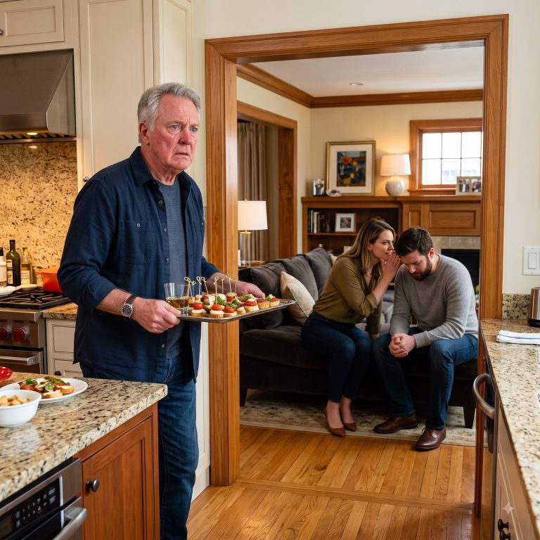 “We can’t keep him here much longer,” my daughter-in-law said from the living room. “He’s becoming a burden. It’s time to put him in a home.” I was standing in the kitchen holding a tray of appetizers, frozen. My son Brian didn’t defend me. He just said, “I know, but it’s hard to make the call. He’s my father.” They had no idea I was still listening. I set the tray down quietly. I didn’t confront them that night. Instead, I opened the bank statements I’d hidden away—and discovered they’d been funding their entire lifestyle off my savings while treating me like an invisible servant. That was the night everything changed.