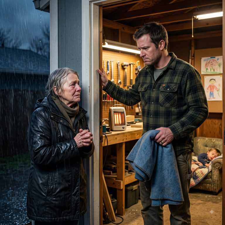 “Excuse me, sir. Could I sit on your porch until the county plow comes through? I won’t bother you.” A widowed single dad with $186 in his bank account and his 7-year-old daughter asleep 10 feet away opened his workshop door to an elderly stranger in the middle of a freezing rainstorm. He had two late mortgage payments. A developer was trying to buy his home. He didn’t know the woman on his porch was the founder of the company that was about to take everything from him—or that she had a sealed folder with her that would change everything.