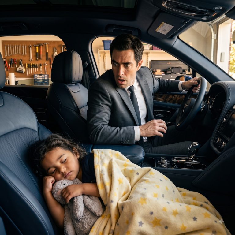 “I didn’t know she was there,” he said later, his voice quieter than anyone had ever heard it. The CEO of a billion-dollar company found a sleeping toddler in the back of his Bentley—and instead of waking her, he sat in the driver’s seat doing absolutely nothing for twenty-two minutes. Her mother came running, terrified she’d be fired. But the man who owned everything had just discovered the one thing money couldn’t buy: a three-year-old with a battered rabbit named Gerald, who looked at him and asked, “Are you sad?” And somehow, that one question from a child who hadn’t learned to look away started to crack open a heart that had been sealed shut for thirty-three years.