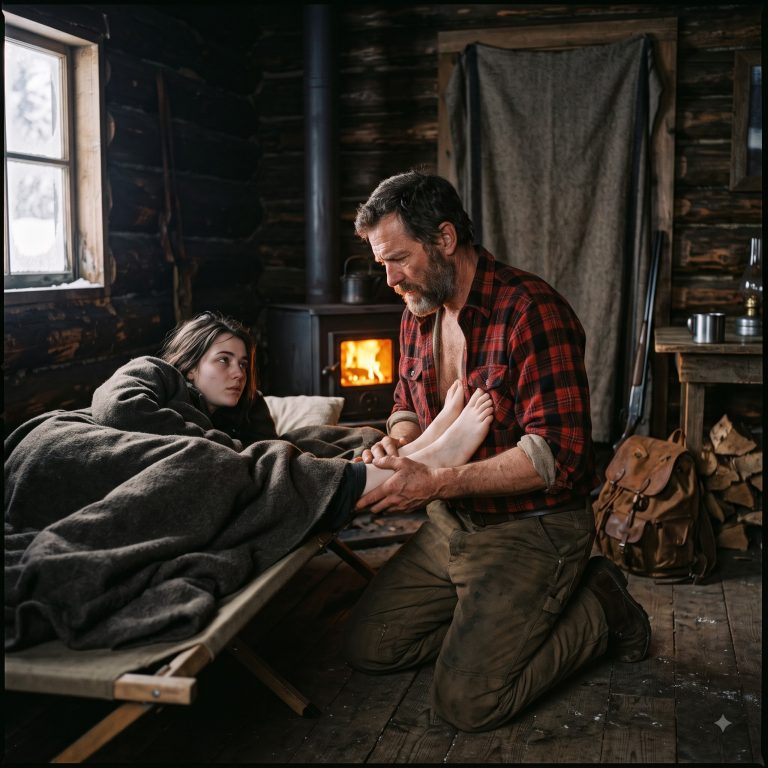 “I had not spoken to a living soul since October,” the old mountain man muttered, stepping out into the January cold. Then a bay mare dropped dead in his clearing — and the rider, a young woman half-frozen, collapsed in the snow. He dragged her inside, cut off her frozen boots, and pressed her feet against his stomach to warm her. For two months she healed in his 16×20 cabin. Then a falling branch nearly killed him, and she set his dislocated shoulder with her bare hands — and I realized the walls I’d built for twenty years were gone.