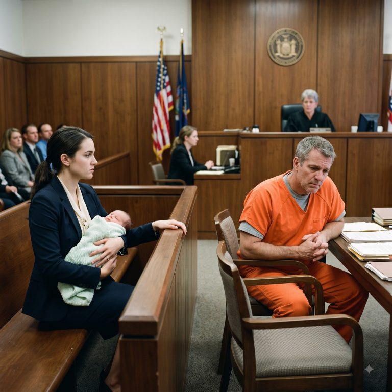 “I sat in the quiet courtroom, holding my newborn daughter tight as the judge stripped my father of every asset he owned and sent him to prison,” I thought, watching his face drain of color. He had thrown me out into a freezing snowstorm at 8 months pregnant — and locked the door while I screamed for help. But what he didn’t know was that my dying mother had set a trap in her will, a conduct clause that would transfer everything to me the moment he committed a crime against me… and when he realized the daughter he discarded now controlled his house, his money, and his future — the look on his face was something I’ll never forget.